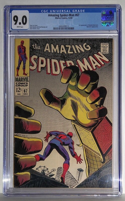 Amazing Spider-Man 67 (1968) CGC 9.0 Very Fine/Near Mint - WHITE PAGES - VINTAGE