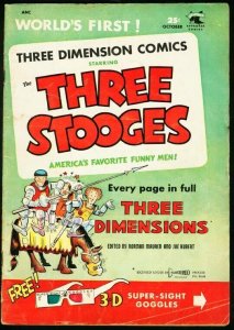 THREE STOOGES 3-D #2-1953-JOE KUBERT STUNT GIRL ART G/VG