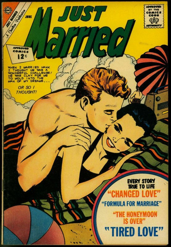 Just Married #25 1962- Spicy Romance Charlton Comic- Beach cover VF