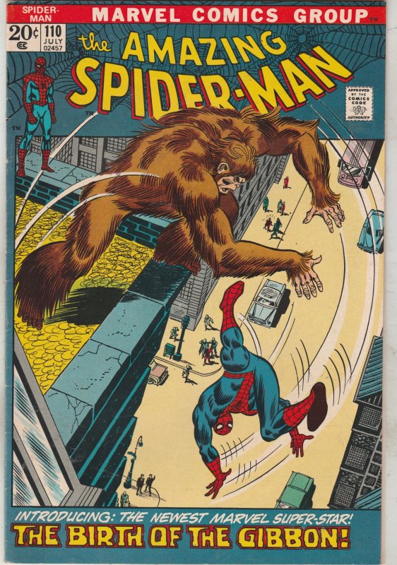 The Amazing Spider-Man #110 1972  VF/NM High-Grade 1st Gibbon Utah CERTIFICATE!