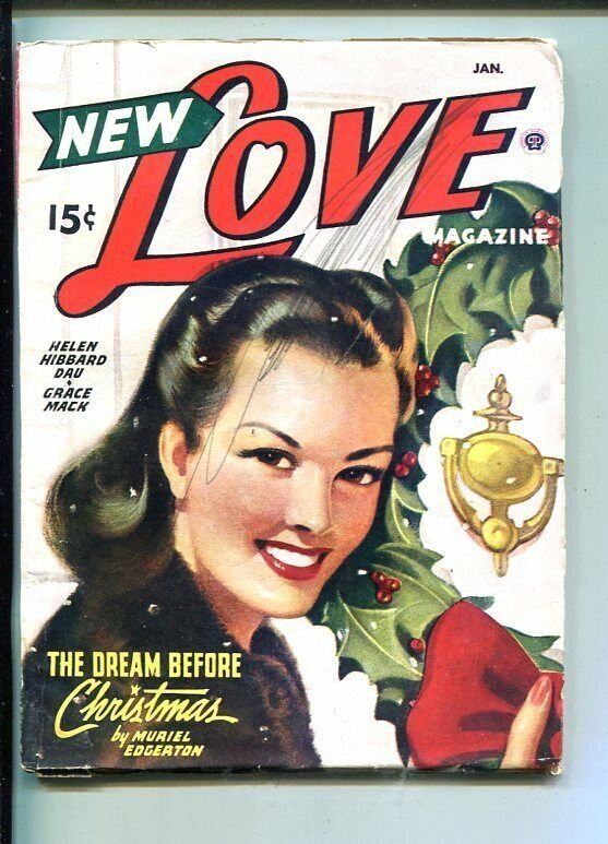 NEW LOVE-JAN 1947-ROMANTIC PULP FICTION-PIN-UP GIRL COVER-CHRISTMAS-vg minus