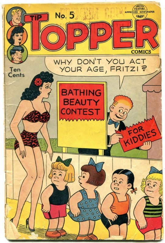 Tip Topper #5 1950-Fritzi Ritz swimsuit cover-Ernie Bushmiller-Li'l Abner- G