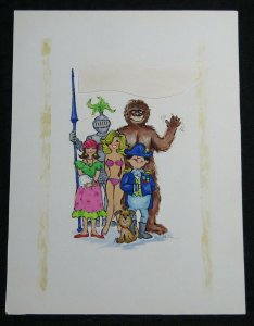 WE'RE GOING NUTS Cartoon Characters in Costumes 8x10.5 Greeting Card Art #C9731