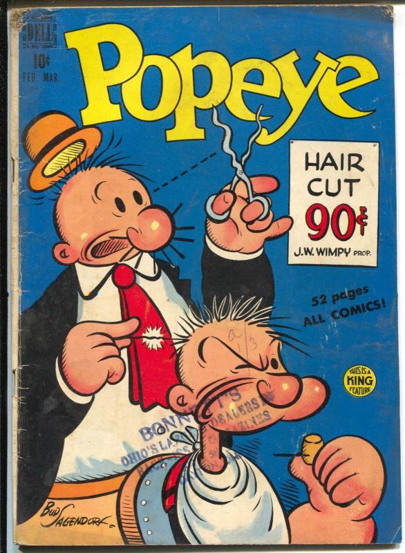 Popeye #11 1950-Harvey-Bud Sagerdorf-barber shop cover-G/VG