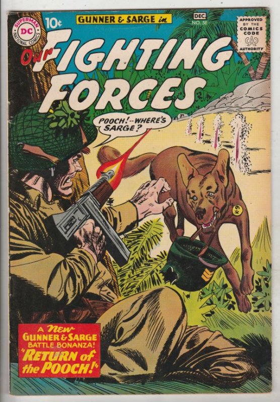 Our Fighting Forces #58 (Dec-60) FN/VF+ High-Grade Gunner and Sarge, Pooch