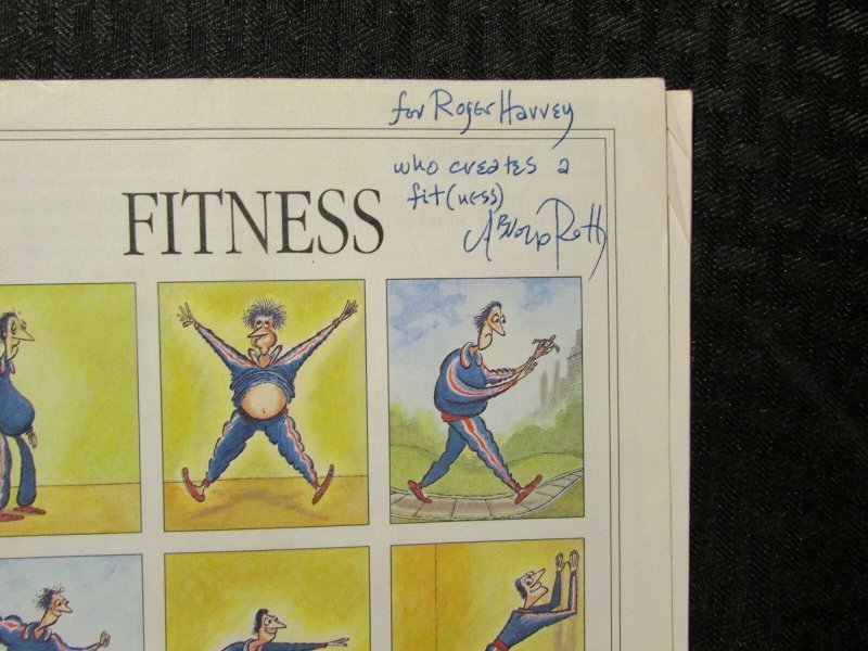 1985 FITNESS Booklet SIGNED by Arnold Roth VG+ 4.5 Health Info Lib. 16pgs