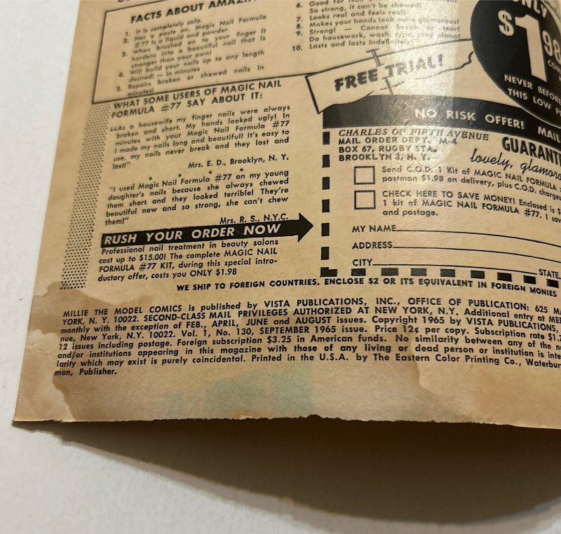 Millie the Model #130 G/VG 3.0 Marvel 1965