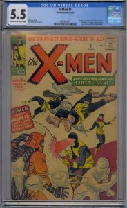 X-MEN #1 CGC 5.5 1ST CYCLOPS BEAST ICEMAN JEAN GREY PROFESSOR X MAGNETO 1963 