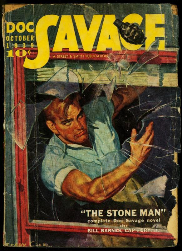 Doc Savage Pulp October 1939- Stone Man- Bill Barnes- Cap Fury G+