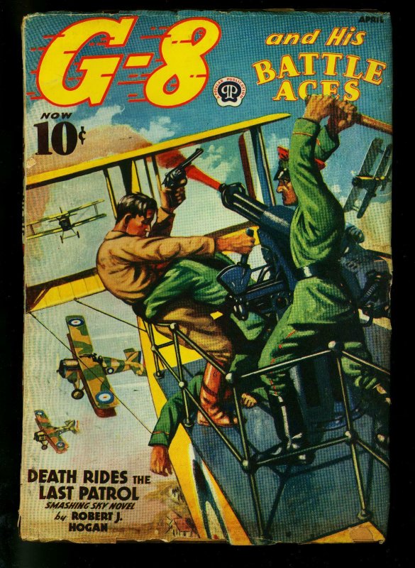 G-8 and His Battle Aces Pulp April 1939- Death Rides the Last Patrol- VG+