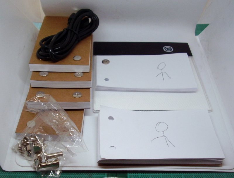 Set Flipbook mini pantalla LED brillo 3 niveles mas papel