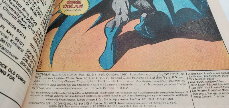 BATMAN #340 (1940 Series) 1981 (DC) Newstand Variant, ATARI NM