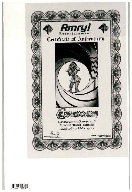 CAVEWOMAN GANGSTER #3 SPECIAL “BOND’’ EDITION W/COA.