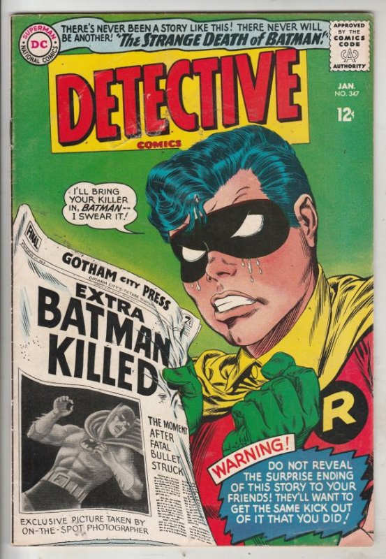 Detective Comics #347 (Jan-66) FN/VF+ High-Grade Batman