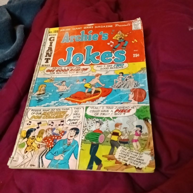 August 1971 USA Archie’s Jokes #186 Giant Series Comic Book Magazine Bronze Age