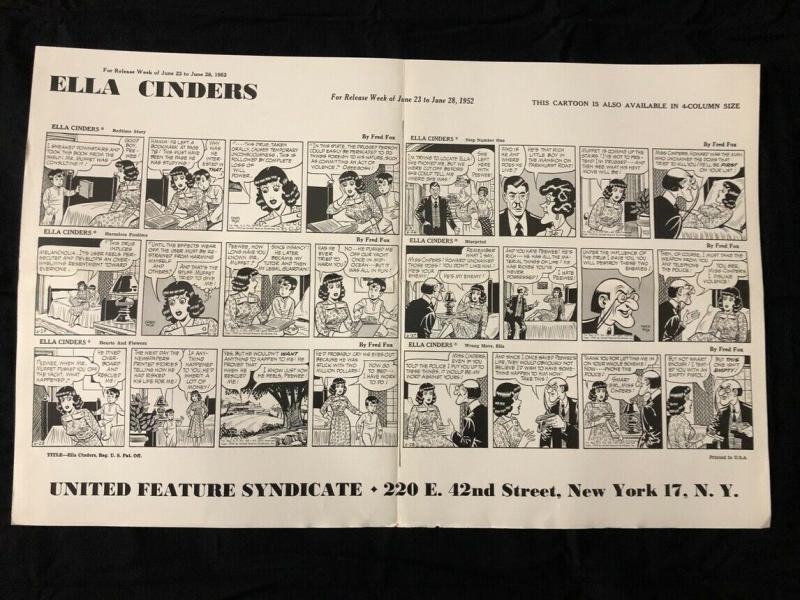 Ella Cinders Newspaper Comic Dailies Proof Sheet 6/23/1952