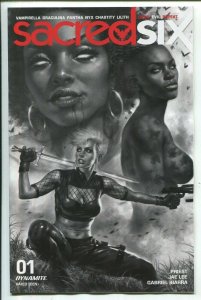 SACRED SIX #1 LUCIO PARRILLO B & W VARIANT COVER & #5 VIRGIN COVER NEAR MINT.