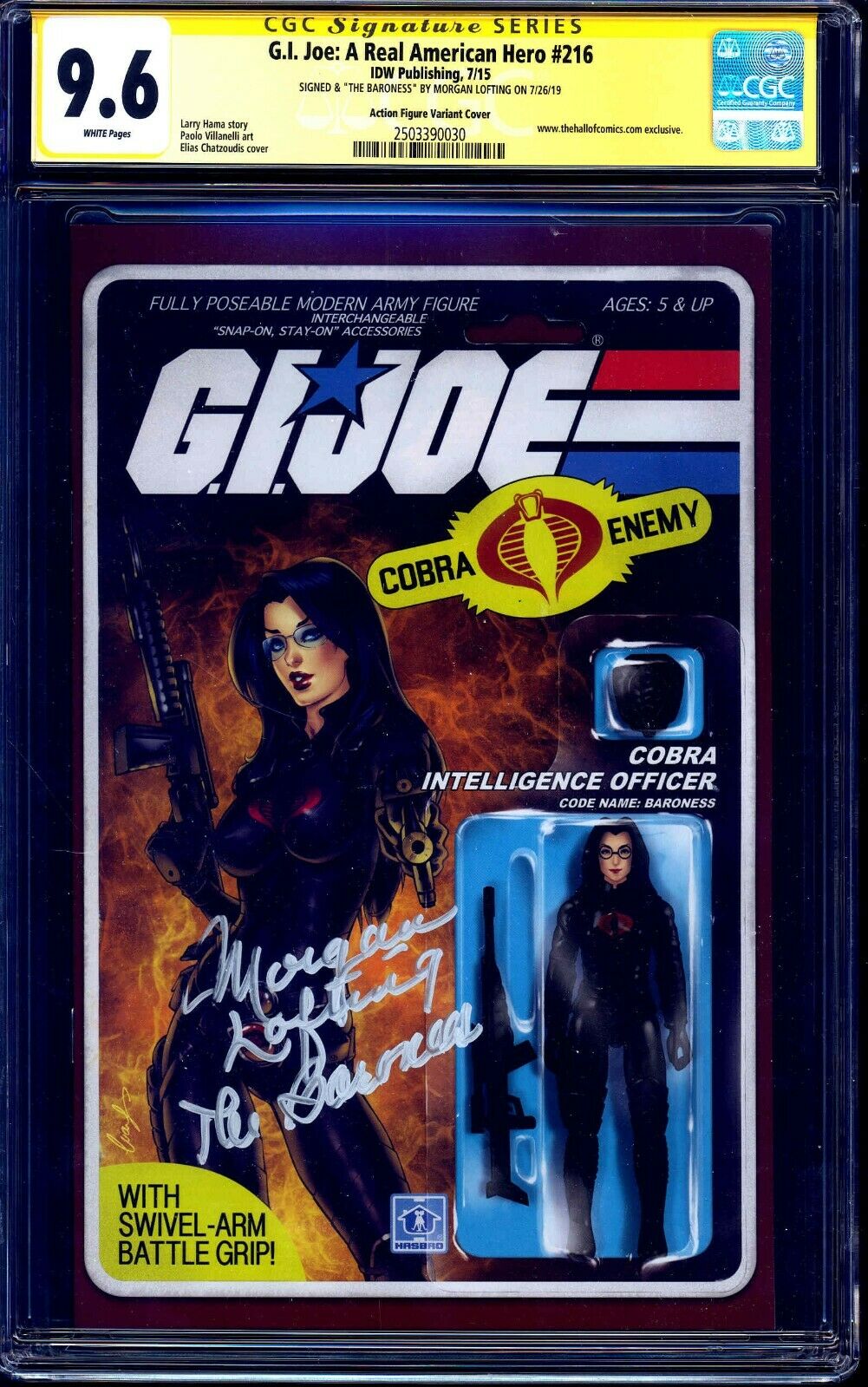 Gi Joe 216 Baroness Action Figure Variant Cgc Ss 96 Signed Morgan Lofting Comic Books 9115