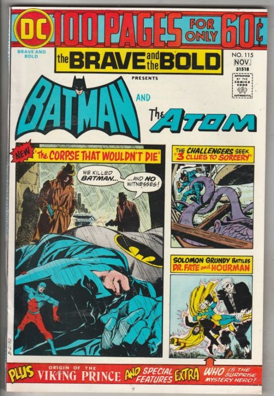 Brave and the Bold, The #115 (Nov-74) NM- High-Grade Batman, the Atom