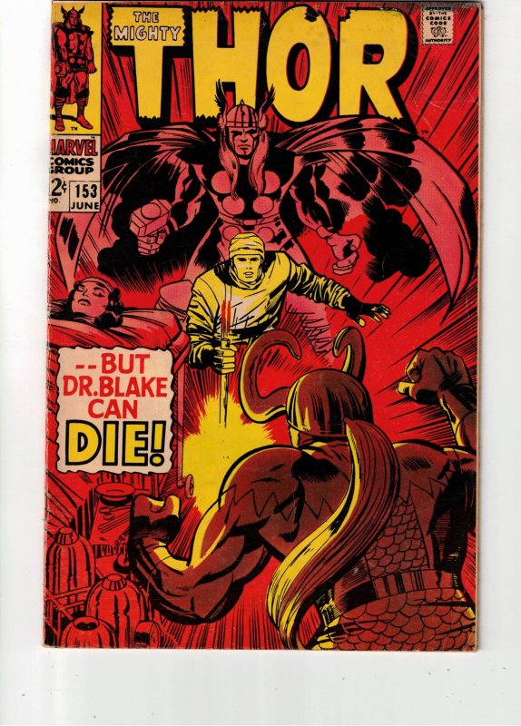 Thor #153 (1968) Mid-grade VG/FN Jack Kirby Loki cover key! New Loki TV Show Hit