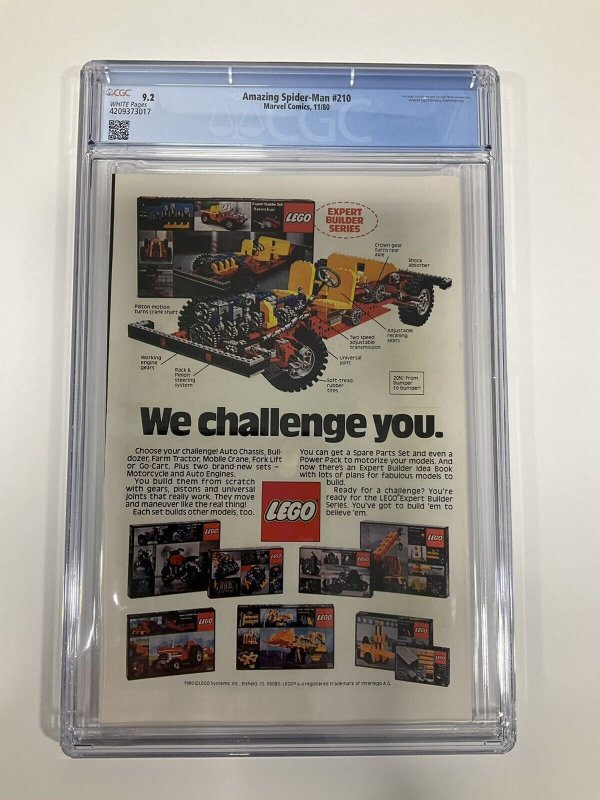 AMAZING SPIDER-MAN 210 CGC 9.2 WHITE PAGES MARVEL 1980 