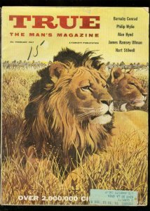 TRUE MAGAZINE FEB 1957-FAWCETT-LION COVER- G