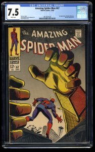 Amazing Spider-Man #67 CGC VF- 7.5 White Pages Mysterio Appearance!