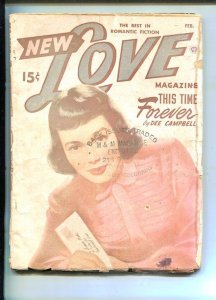 PULP:  NEW LOVE-FEB 1950-ROMANTIC PULP FICTION- PIN-UP GIRL COVER-fr/good