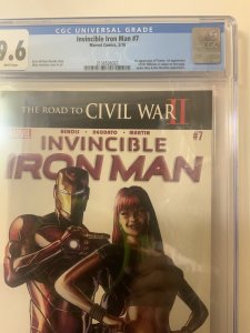 Invincible Iron Man # 7 CGC 9.6 1st Cameo App Riri Williams Ironheart DISNEY 
