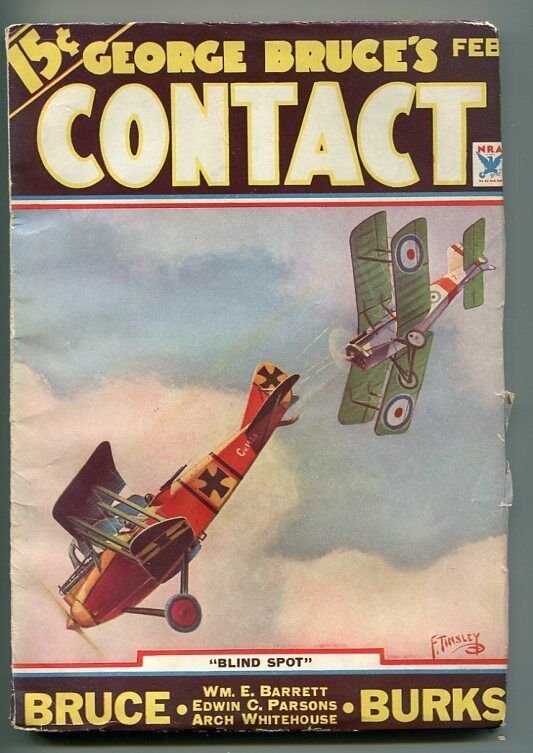 GEORGE BRUCE'S CONTACT 02/1934-WWI AVIATION-BI-PLANE-FRANK TINSLEY COVER-vf