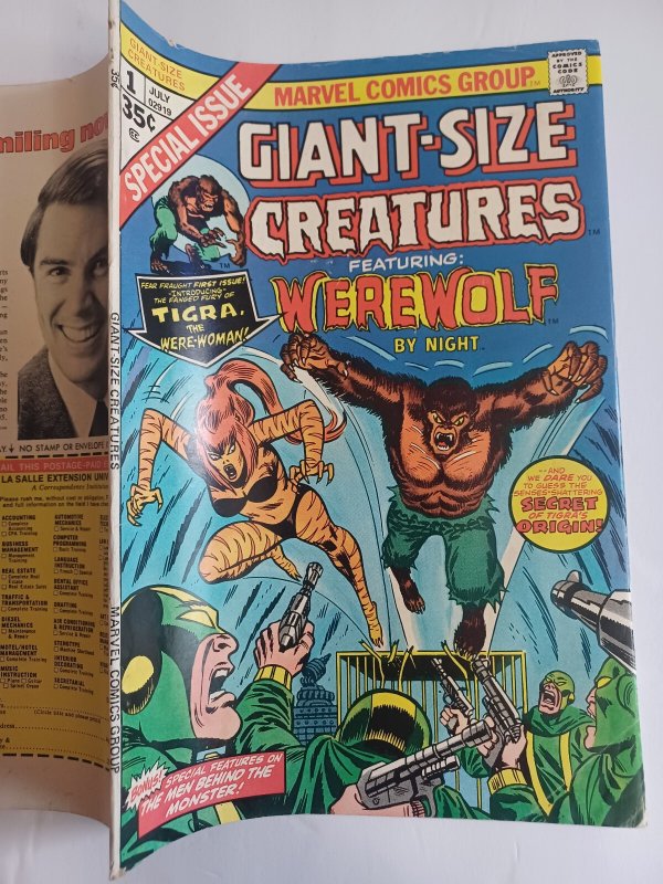 Giant-Size Creatures #1 - 1st Tigra - KEY - Werewolf by Night - 1974 - FN