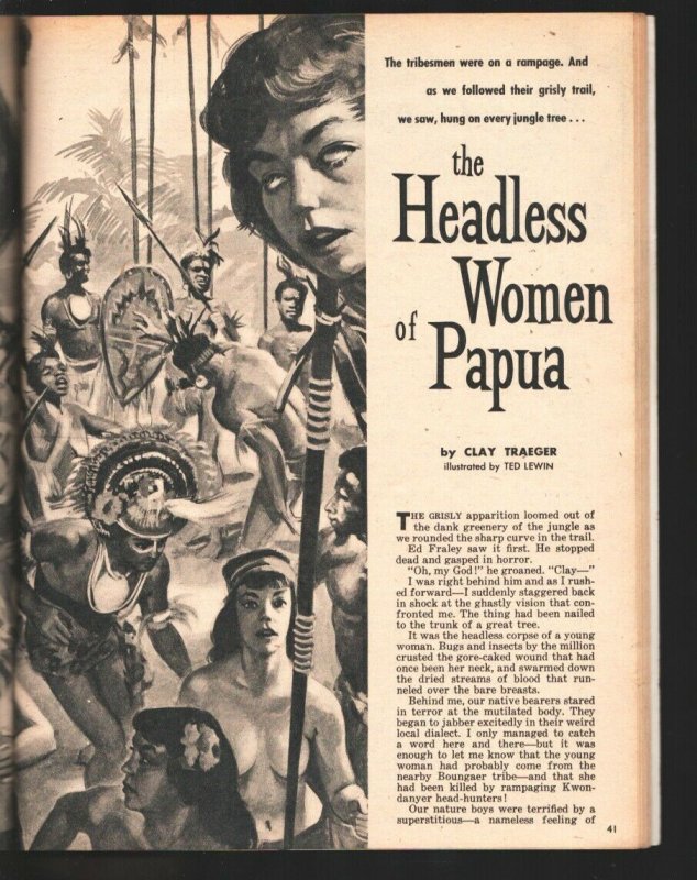 Man's Adventure 6/1959-Bound & chained harem girls cover-Slave traders-Cheese...