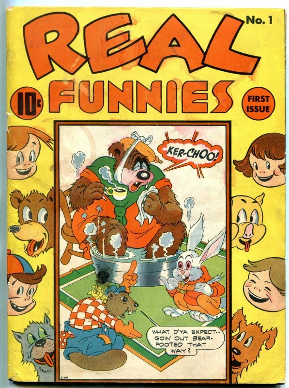 Real Funnies #1 1942-Nedor Funny Animal comic- BLACK TERROR PARODY