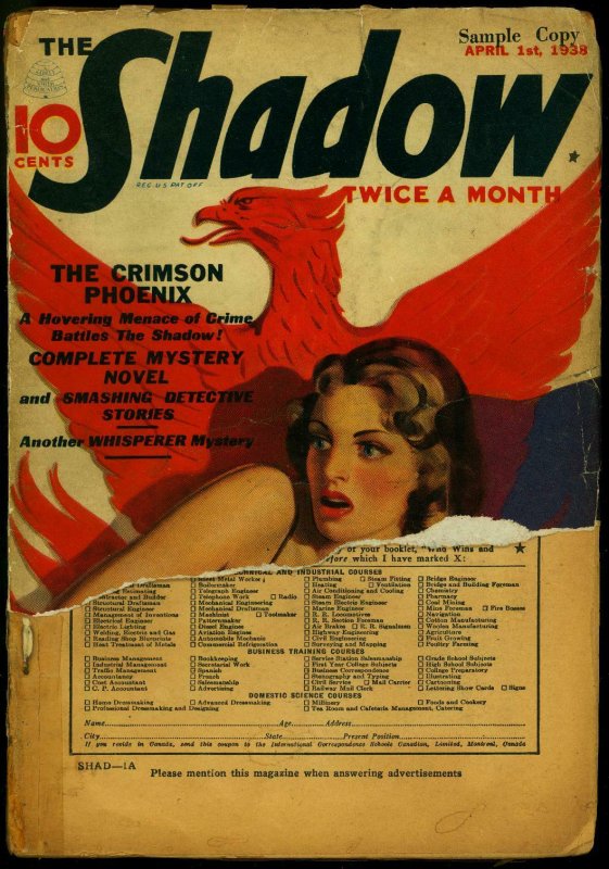 The Shadow Pulp April 1 1938- Crimson Phoenix- Maxwell Grant reading copy