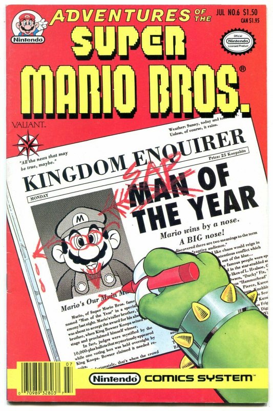 Adventures of Super Mario Bros Comic #6 1991- Valiant- Super Nintendo FN+