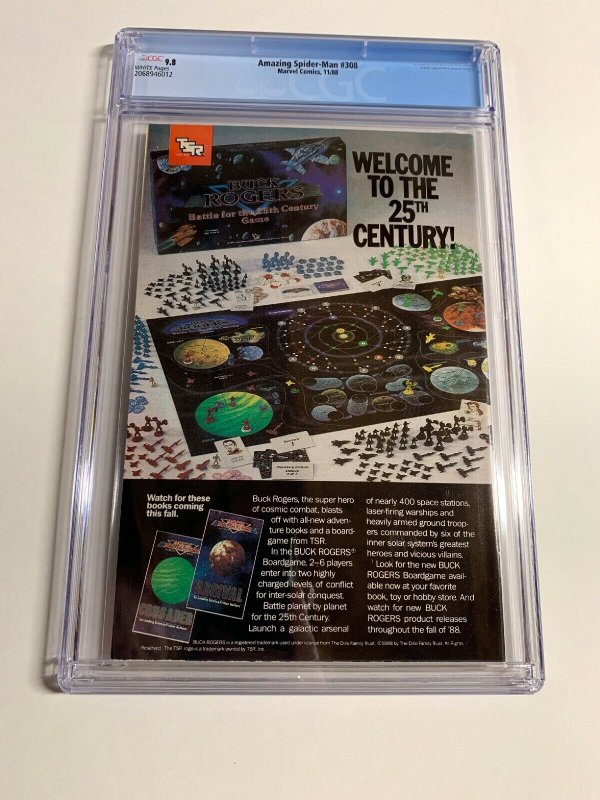 Amazing Spider-man 308 Cgc 9.8 White Pages Marvel