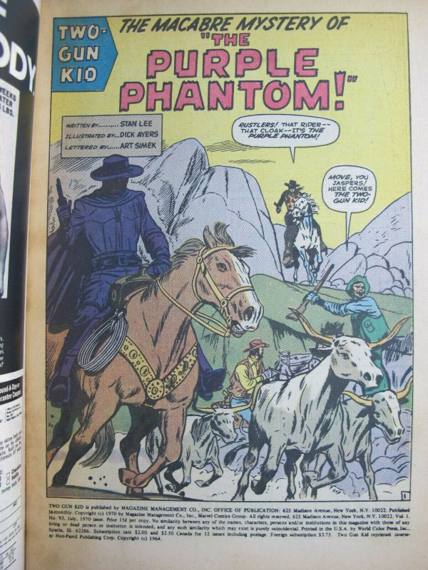 Two-Gun Kid #93 Marvel Comic 1967 Silver Age VG/FN