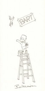 The Simpsons Publicity Magzine Spread - Bart Doing Graffiti art by Bill Morrison
