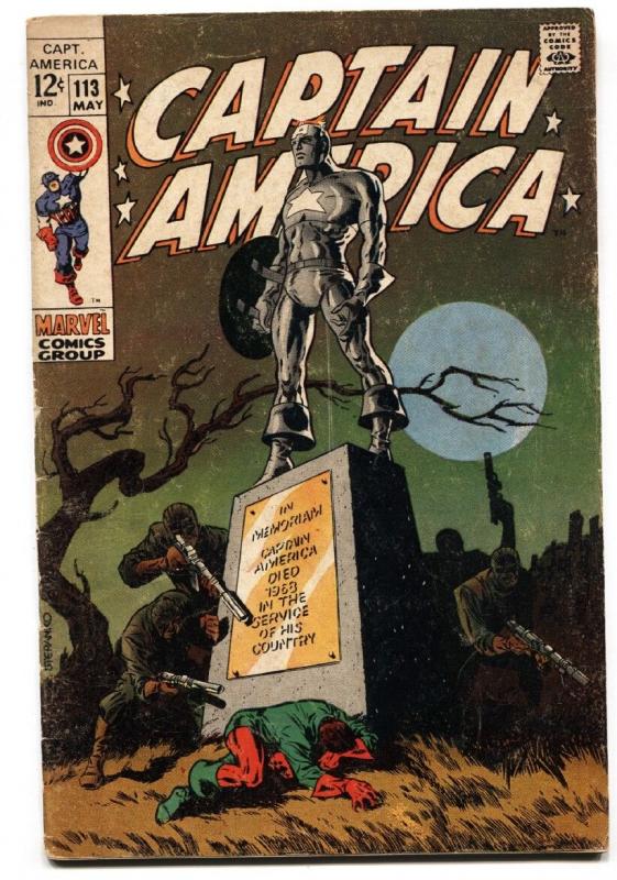 Captain America #113 comic book-Steranko-Marvel-1969-Bucky vg