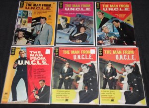 Gold Key Silver-Bronze Age MAN FROM U.N.C.L.E. 6 Mid Grade Comic Lot FN- to FN+