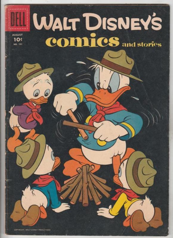 Comics and Stories, Walt Disney's #191 (Aug-56) FN Mid-Grade Donald Duck, Hue...