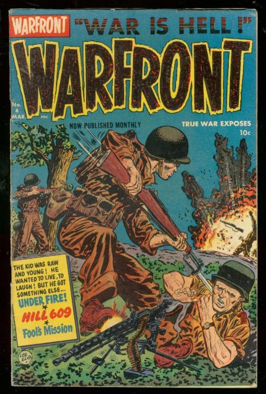 WARFRONT #4 1952-HARVEY COMICS-BRUTAL COMBAT COVER VG/FN