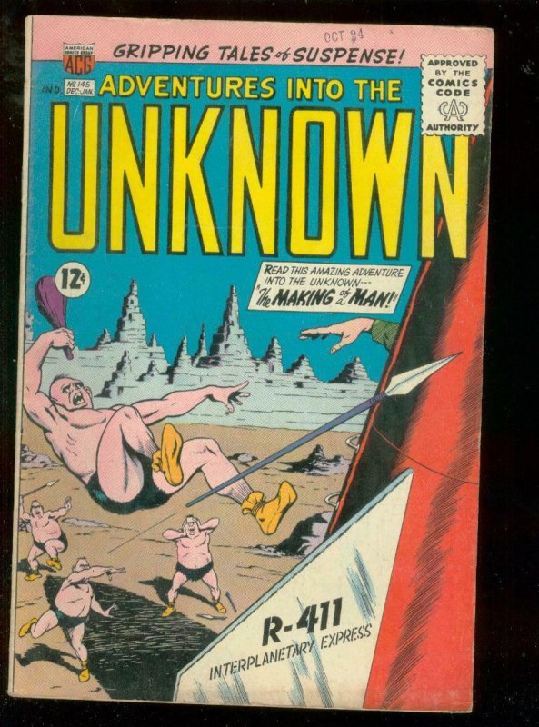 ADVENTURES INTO THE UNKNOWN #145 1963-RETRO ROCKET COVR VG