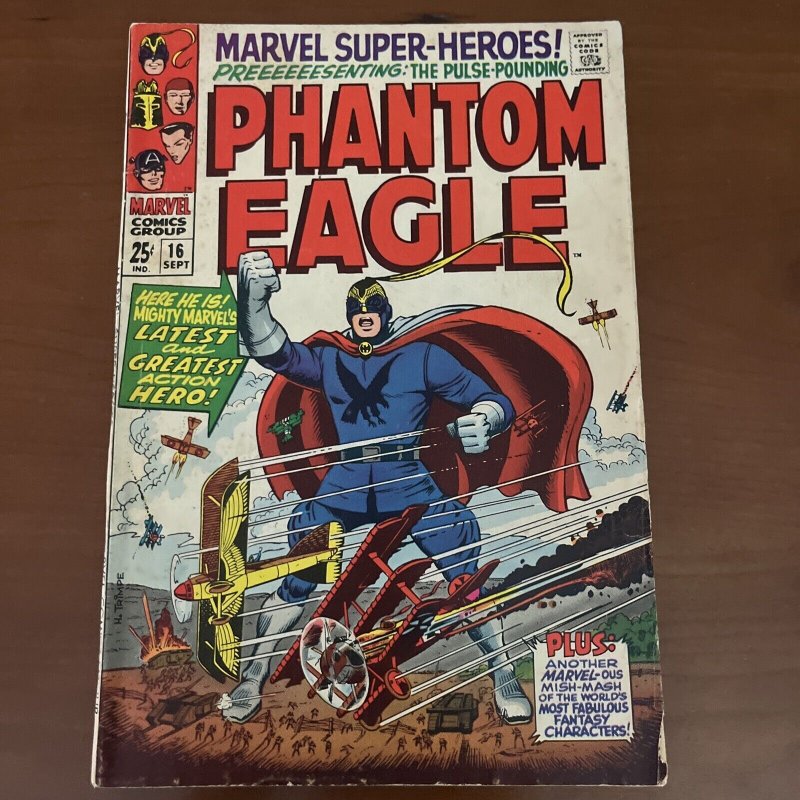 Marvel Super-Heroes #16  1968  Origin & First App. Phantom Eagle. Mid Grade.