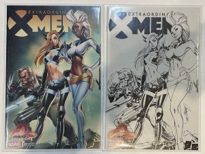 (2015) EXTRAORDINARY X-MEN #1 J SCOTT CAMPBELL EXCLUSIVE + B/W VARIANT COVER SET