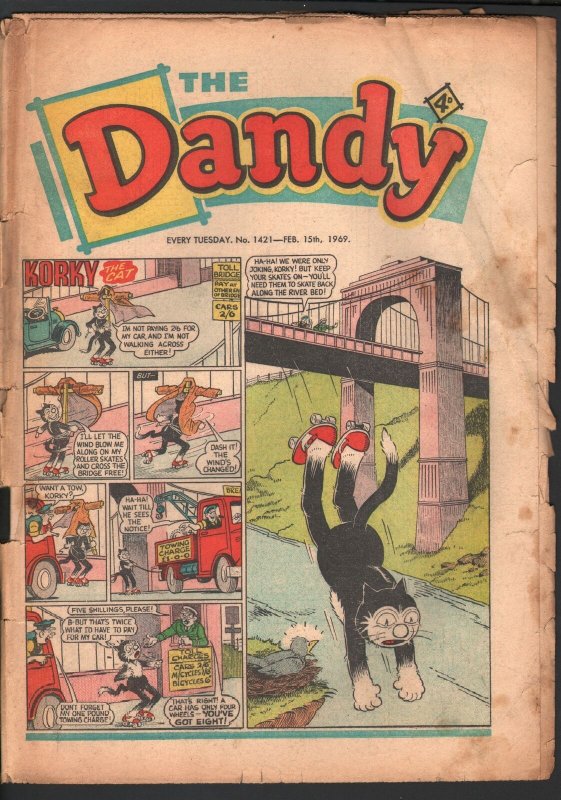 Dandy #1421 1969-D C Thompson-underground comix style-newspaper format-G