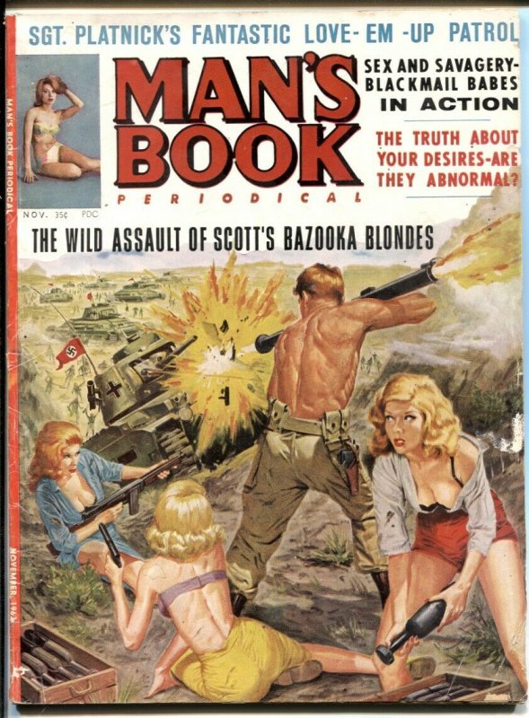 Man's Book November 1963- Scott's Bazooka Blondes VG 