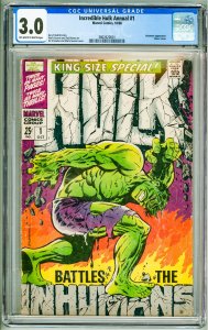 The Incredible Hulk Annual #1 (1968) CGC 3.0 OWW Pages!