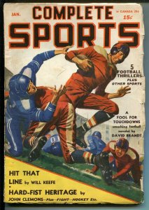 Complete Sports 1/1941-football cover-boxing-hockey-baseball-pulp stories-VG