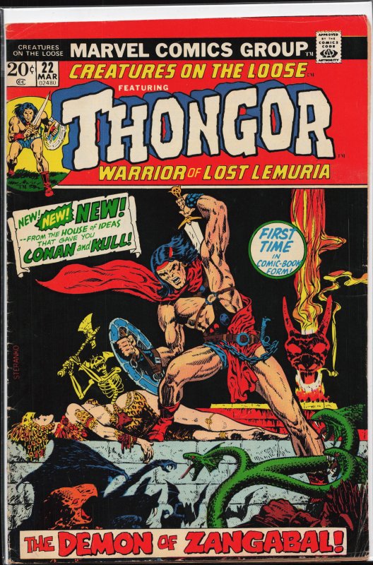 Creatures on the Loose #22 (1973) Thongor! Warrior of Lost Lemuria!